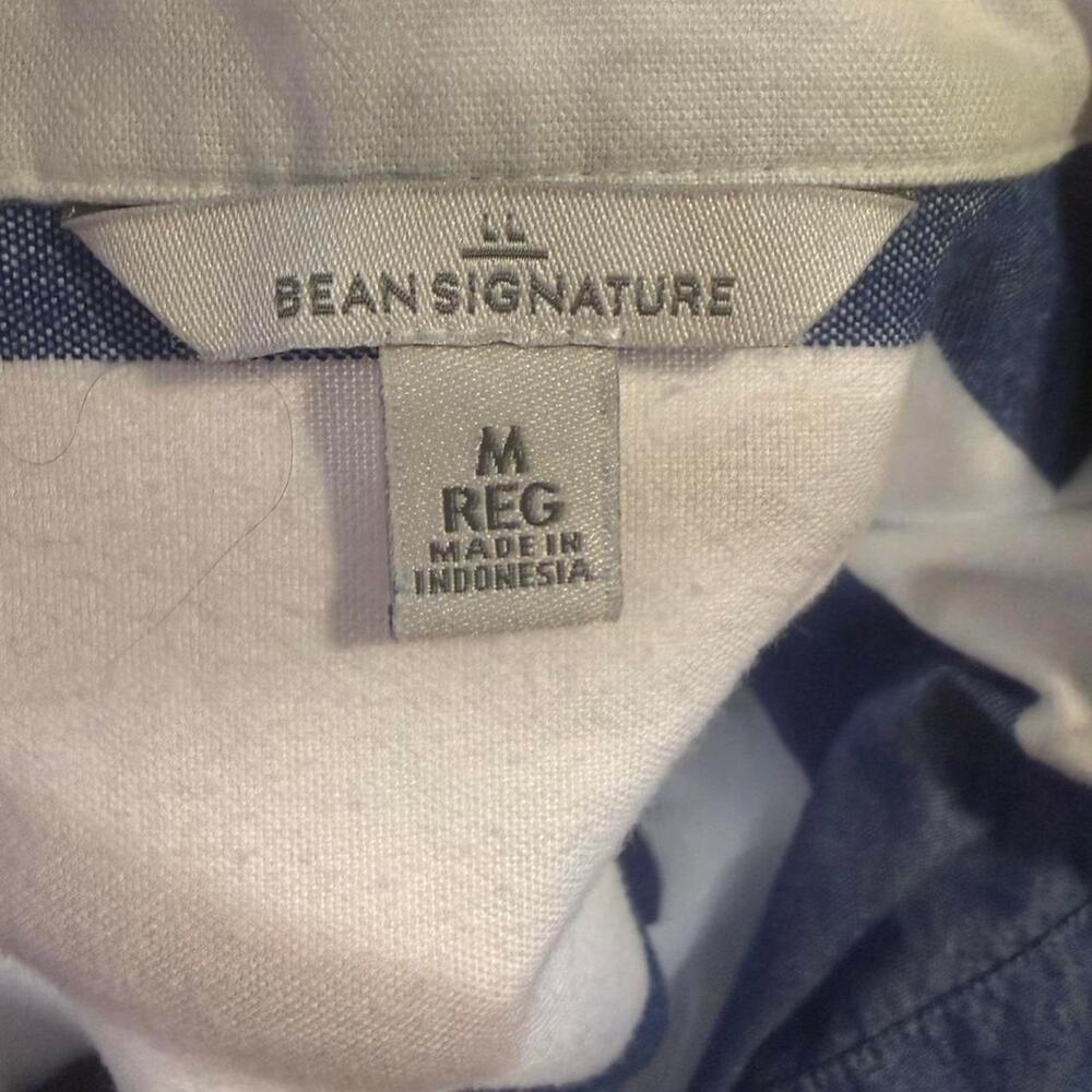 LL Bean Signature Boyfriend Blue & White Striped Oxford Shirt - Picture 6 of 7